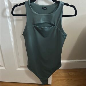 Green Sleeveless Cutout Bodysuit Express Body Contour Size Small